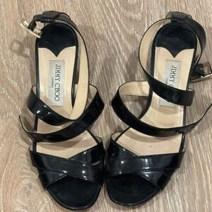 Jimmy Choo patent Black Strappy Sandals